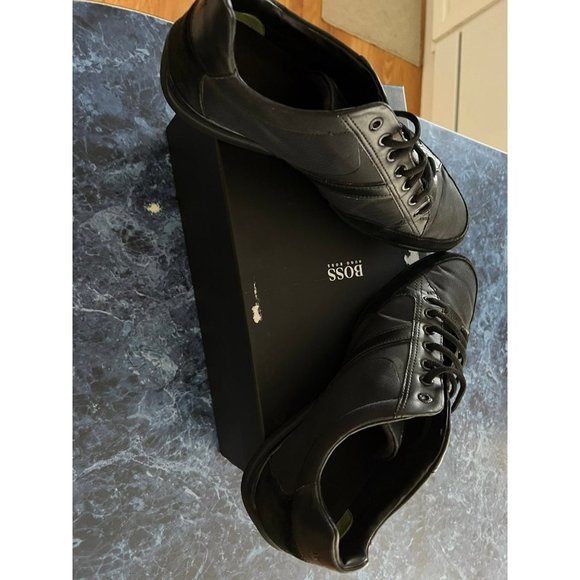 Hugo Boss Saturn Leather Low-Top Sneakers Black Men’s EU 45/US 12 - Picture 6 of 9